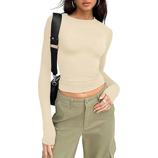 Long Sleeve Crew Neck Fitted Top