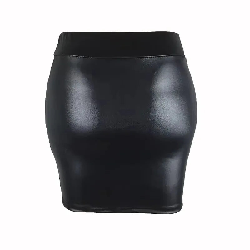 Ruched Faux Leather Mini Skirt