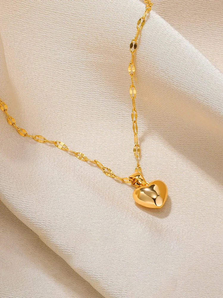 Gold-Tone Stainless Steel Heart Pendant Necklace
