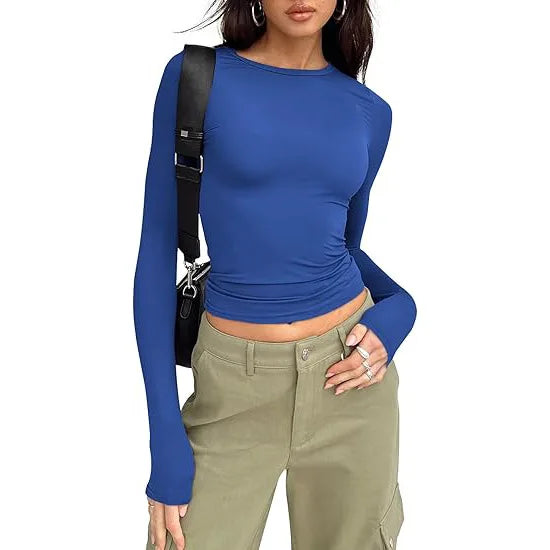 Long Sleeve Crew Neck Fitted Top