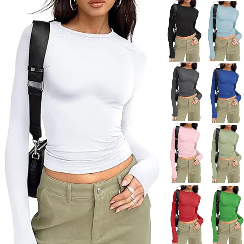 Long Sleeve Crew Neck Fitted Top