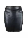 Ruched Faux Leather Mini Skirt