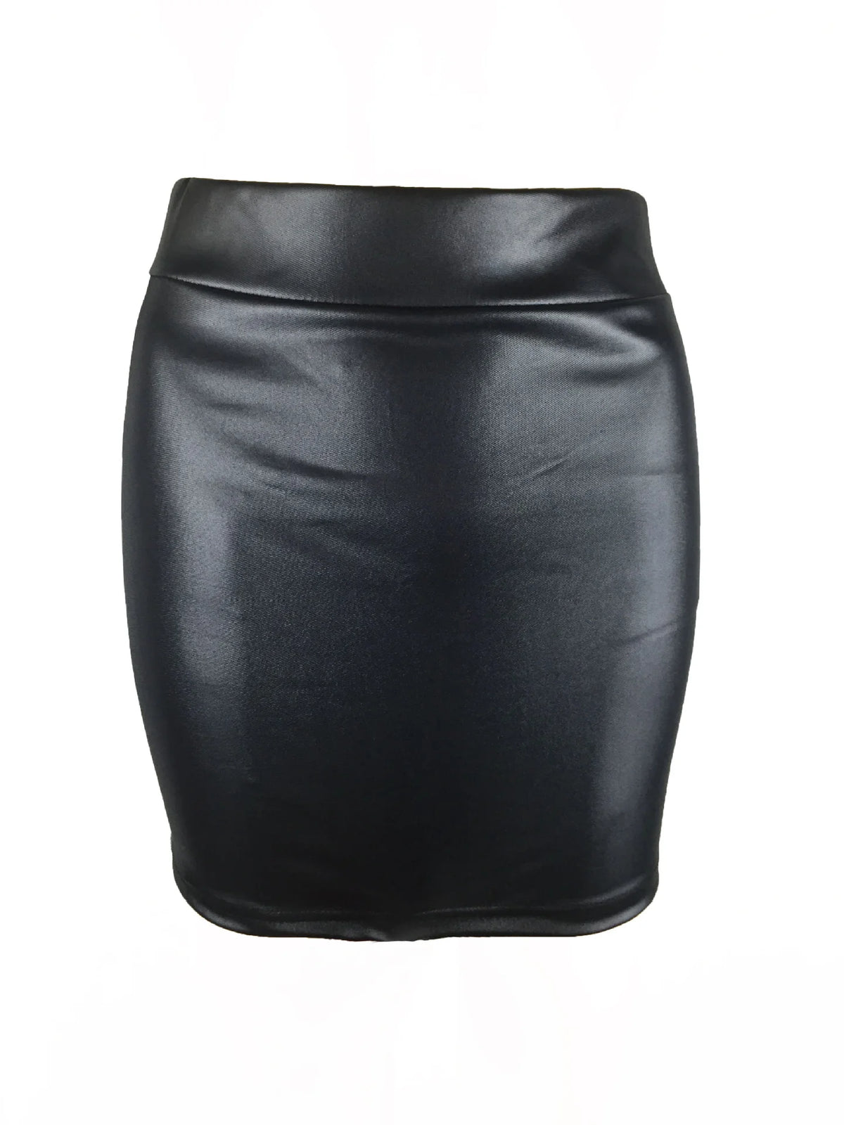 Ruched Faux Leather Mini Skirt