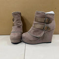 Suede-Style Buckle Ankle Boots