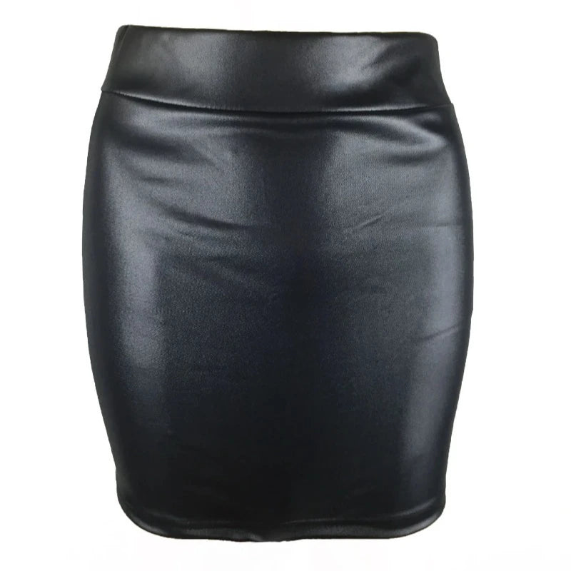 Ruched Faux Leather Mini Skirt