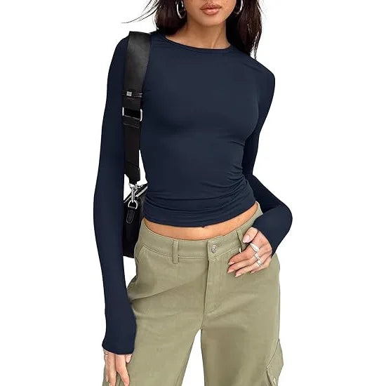 Long Sleeve Crew Neck Fitted Top