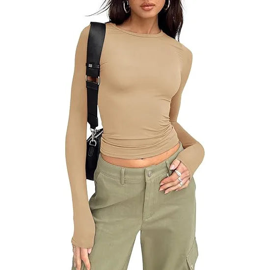 Long Sleeve Crew Neck Fitted Top