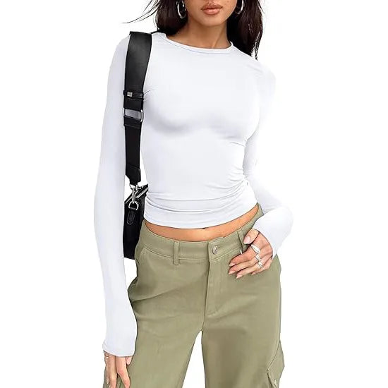 Long Sleeve Crew Neck Fitted Top