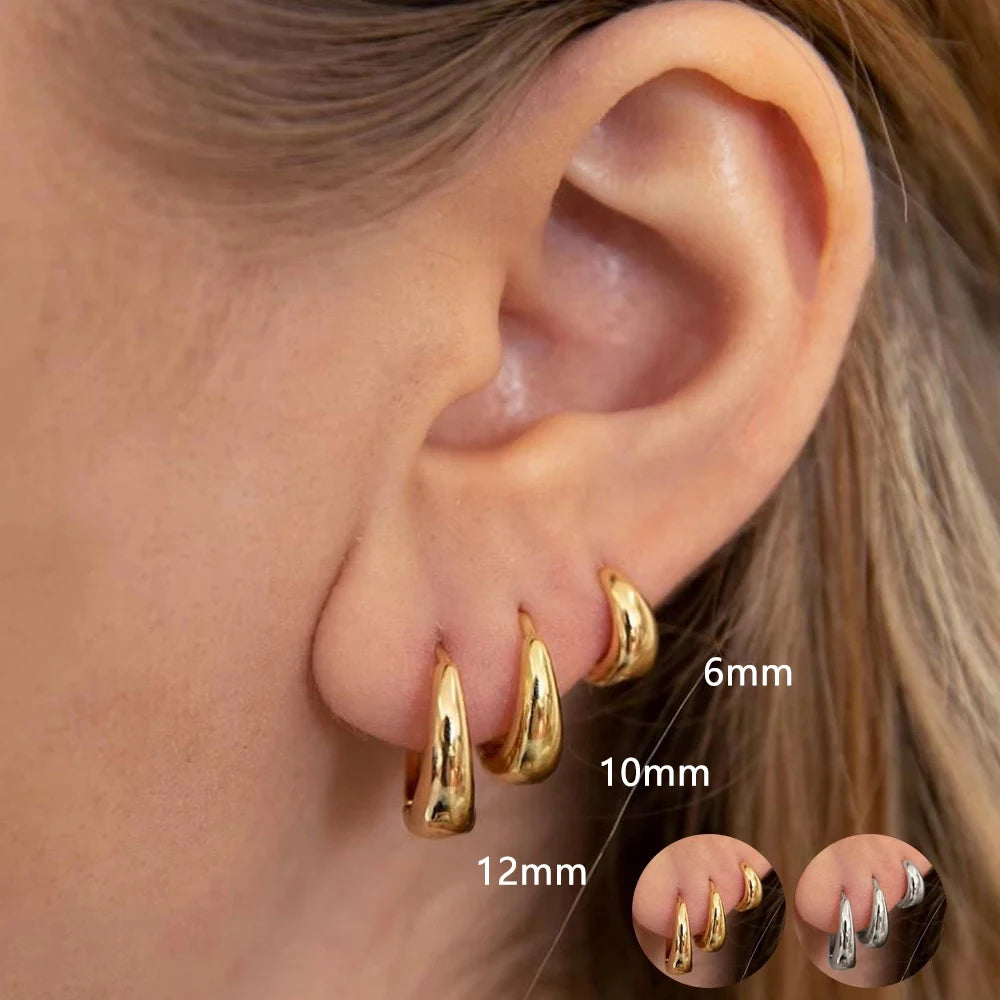 Minimalist Gold Stainless Steel Huggie Hoop Earrings