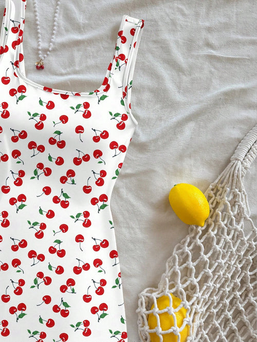 Cherry Print Mini Dress – Cute Summer Sleeveless Dress