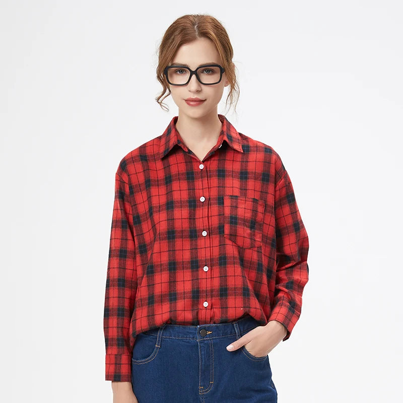 Classic Plaid Flannel Button-Up Shirt