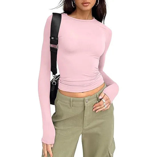 Long Sleeve Crew Neck Fitted Top
