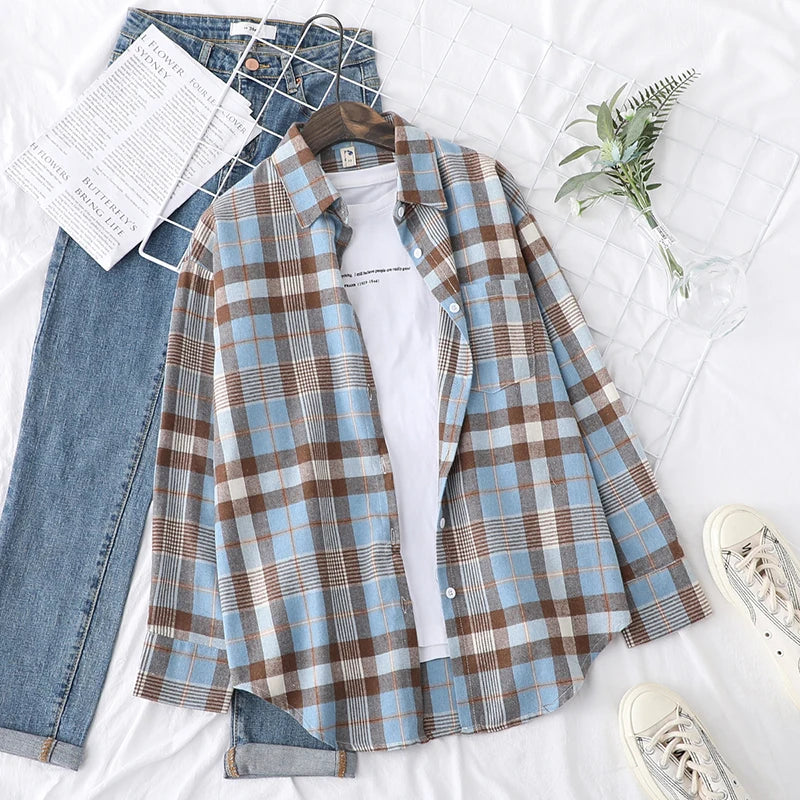 Classic Plaid Flannel Button-Up Shirt