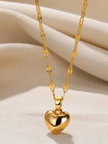 Gold-Tone Stainless Steel Heart Pendant Necklace