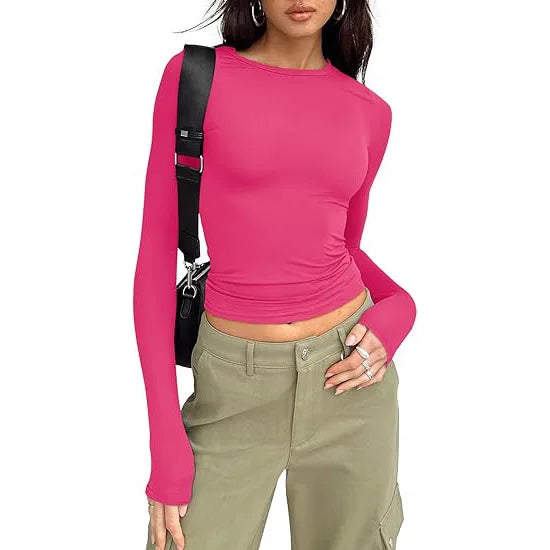 Long Sleeve Crew Neck Fitted Top