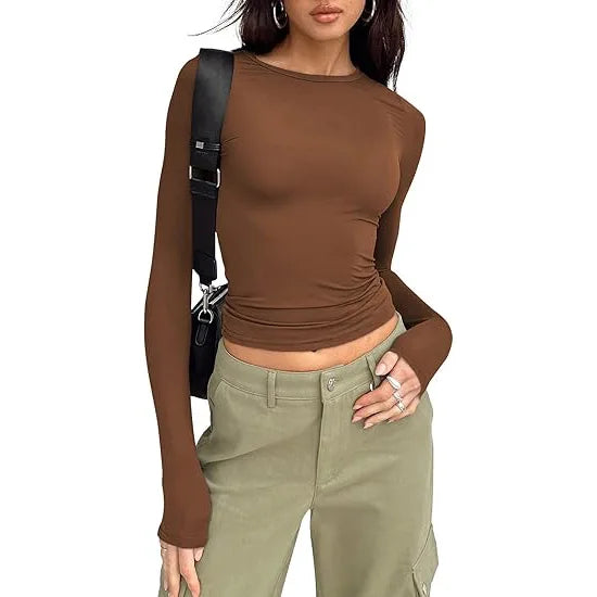 Long Sleeve Crew Neck Fitted Top