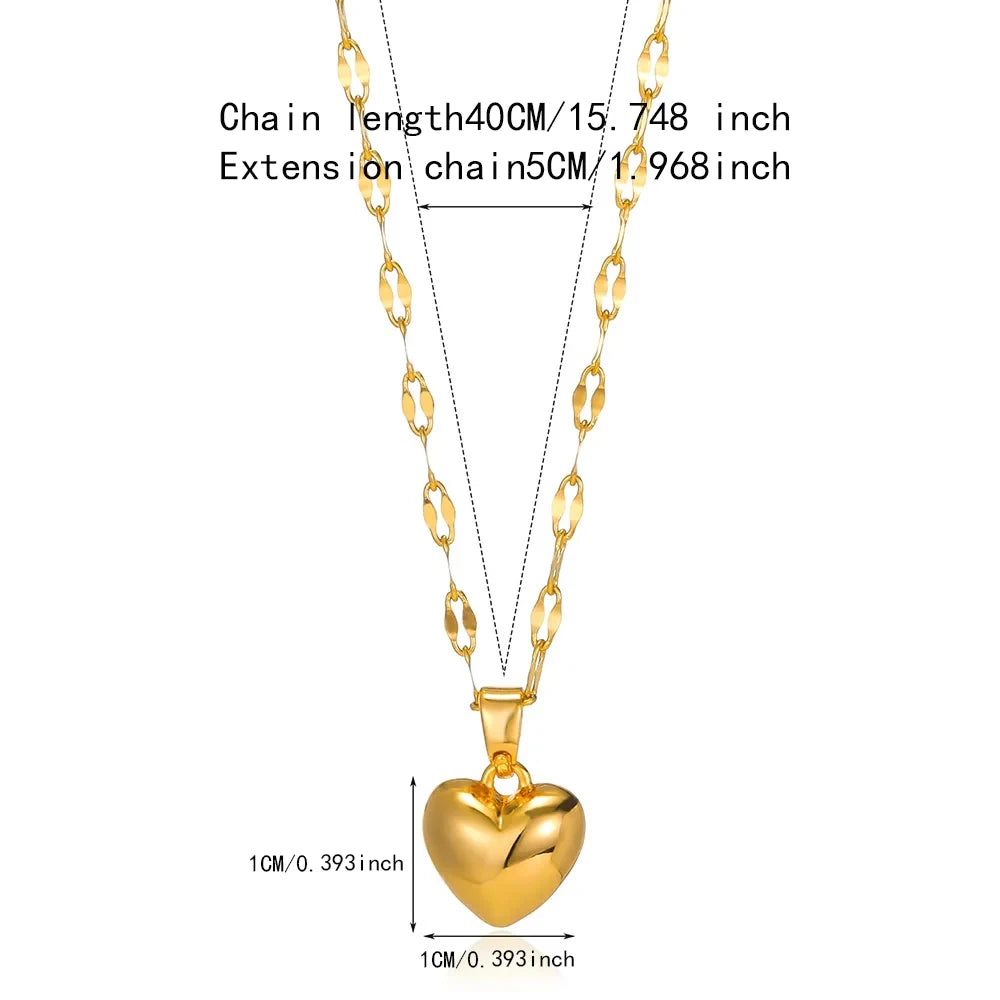 Gold-Tone Stainless Steel Heart Pendant Necklace