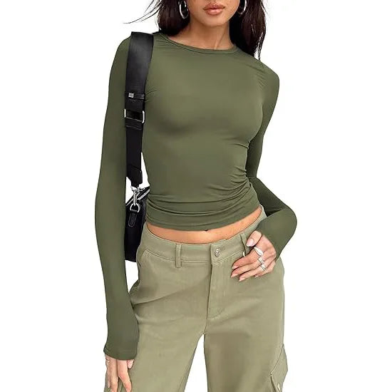Long Sleeve Crew Neck Fitted Top