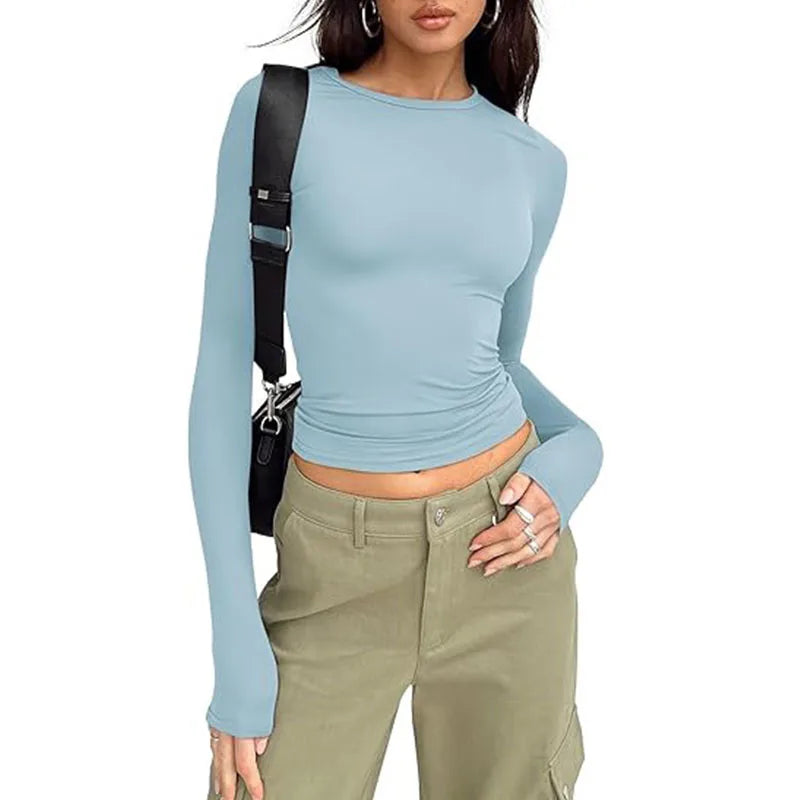 Long Sleeve Crew Neck Fitted Top