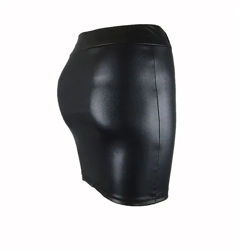 Ruched Faux Leather Mini Skirt