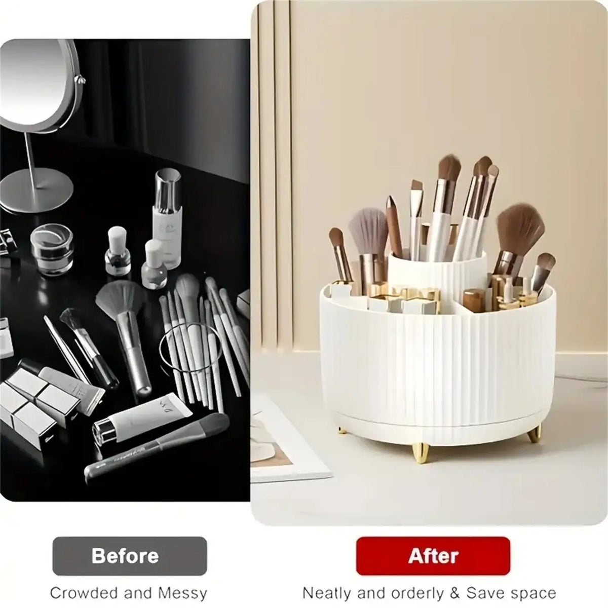 360° Rotating Makeup Organizer – Stylish Beauty Storage