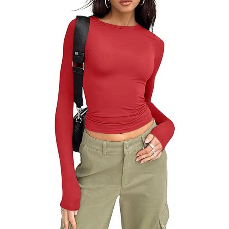 Long Sleeve Crew Neck Fitted Top