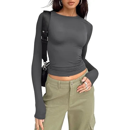 Long Sleeve Crew Neck Fitted Top