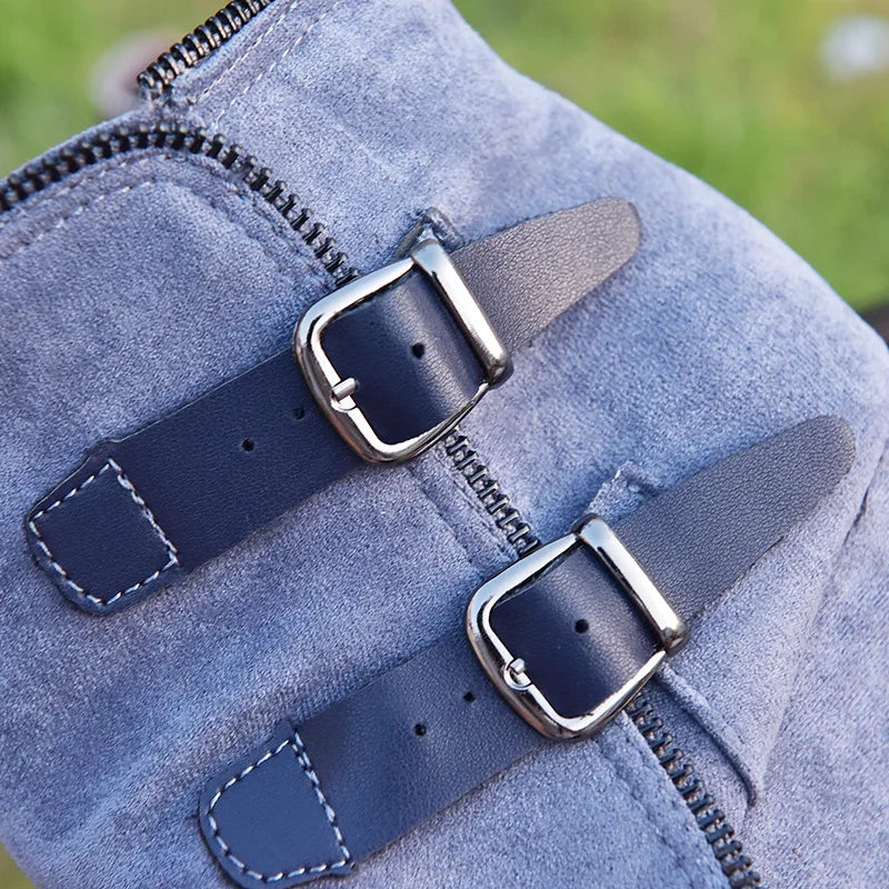 Suede-Style Buckle Ankle Boots