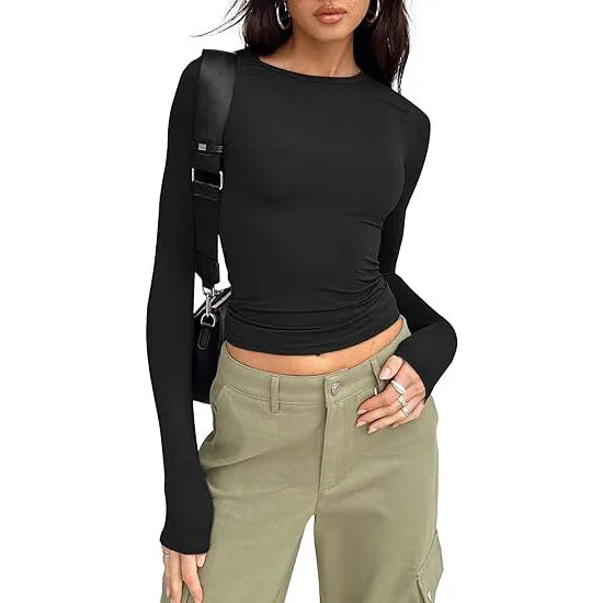 Long Sleeve Crew Neck Fitted Top