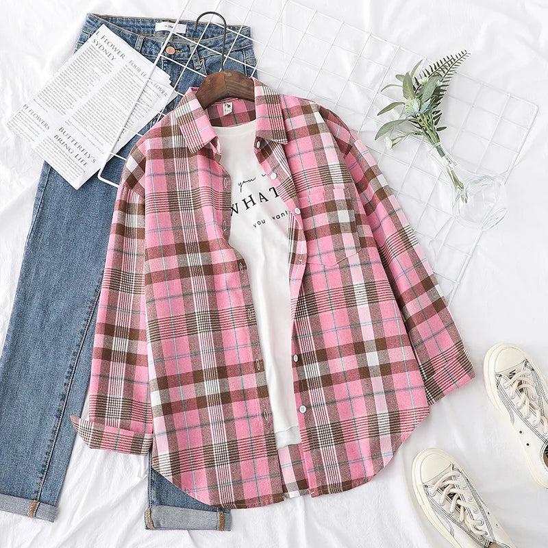 Classic Plaid Flannel Button-Up Shirt