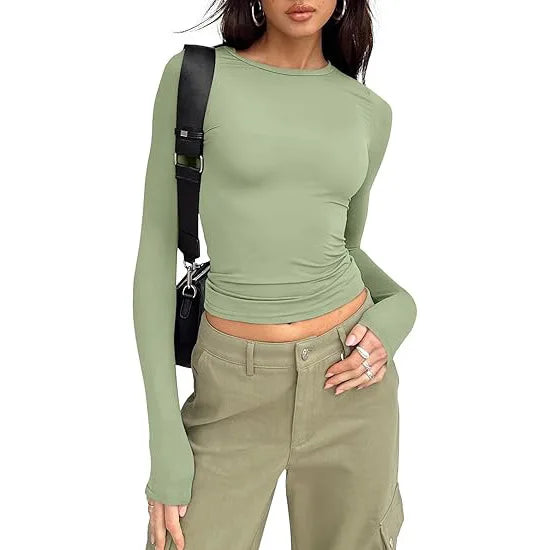 Long Sleeve Crew Neck Fitted Top