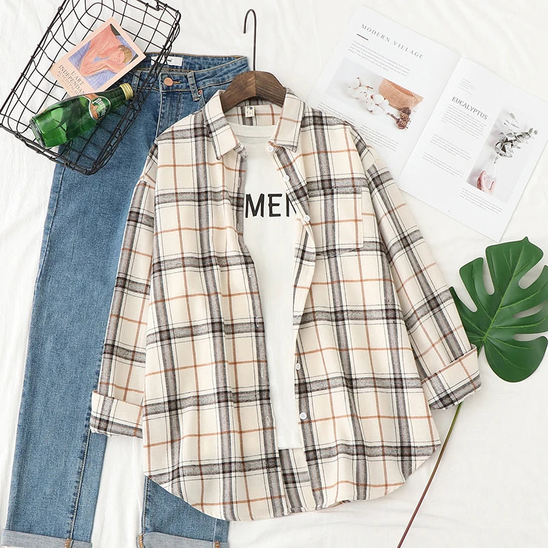 Classic Plaid Flannel Button-Up Shirt