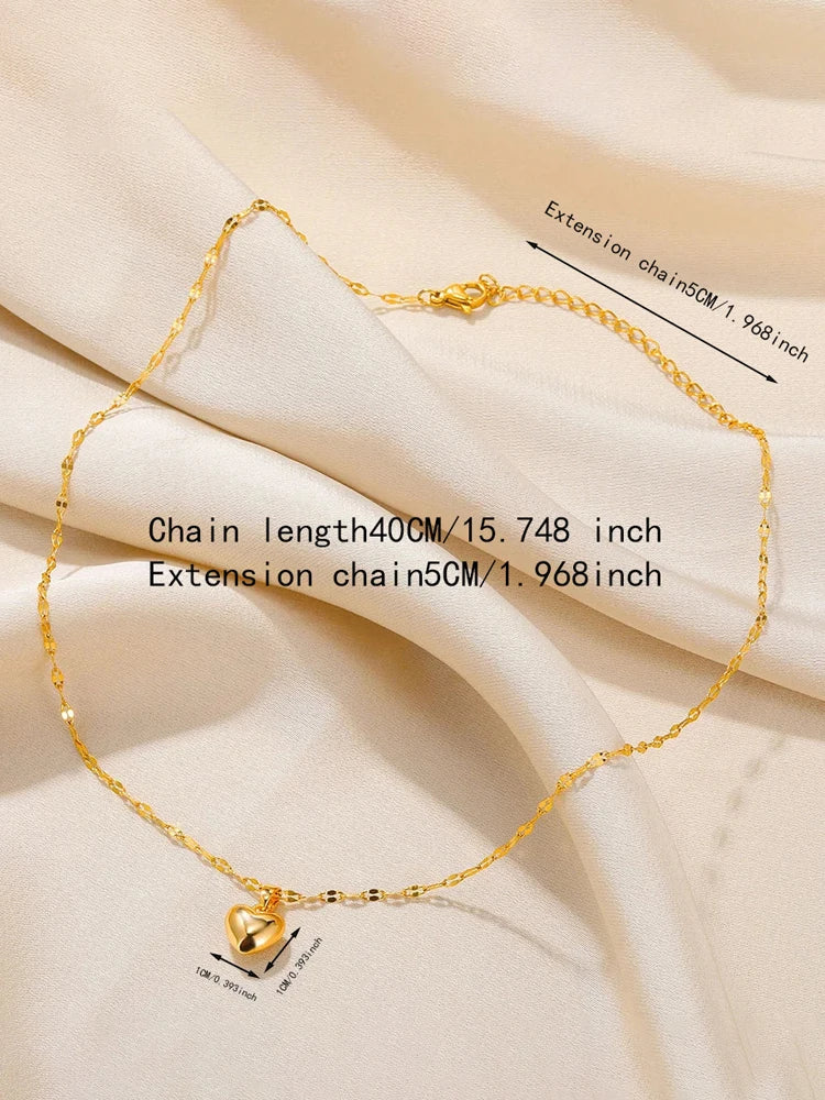 Gold-Tone Stainless Steel Heart Pendant Necklace