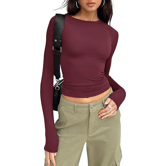 Long Sleeve Crew Neck Fitted Top