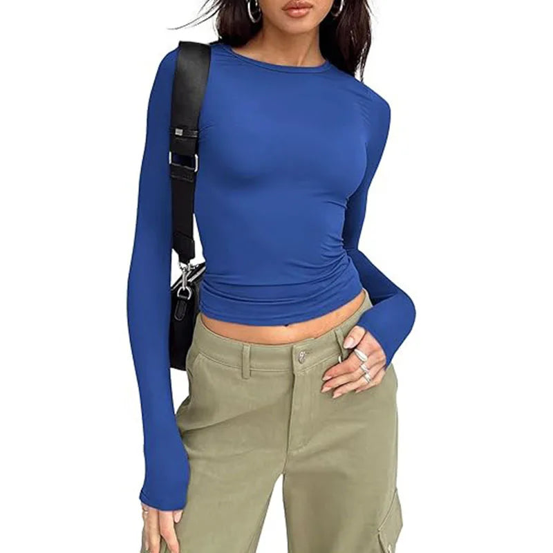 Long Sleeve Crew Neck Fitted Top