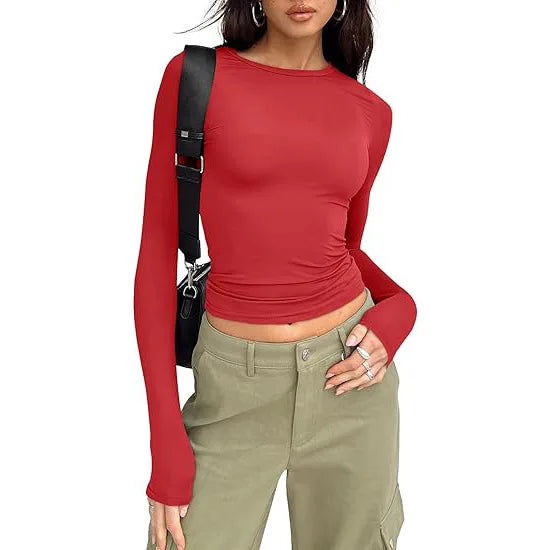 Long Sleeve Crew Neck Fitted Top