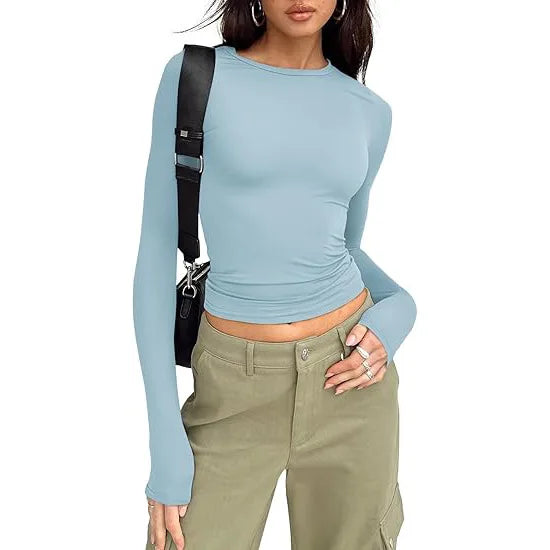 Long Sleeve Crew Neck Fitted Top