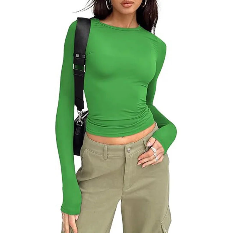 Long Sleeve Crew Neck Fitted Top